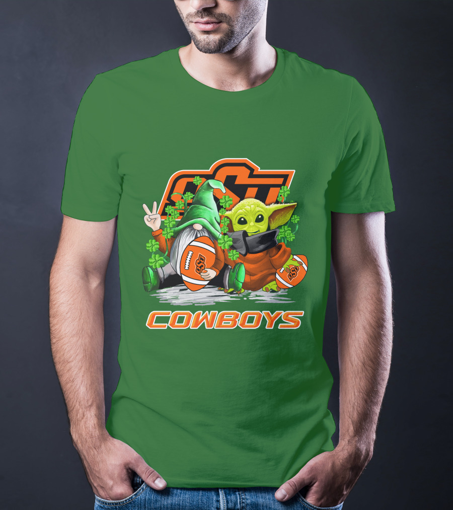 Oklahoma State Cowboys Football St. Patrick’s Day Yoda And Gnome T-Shirt