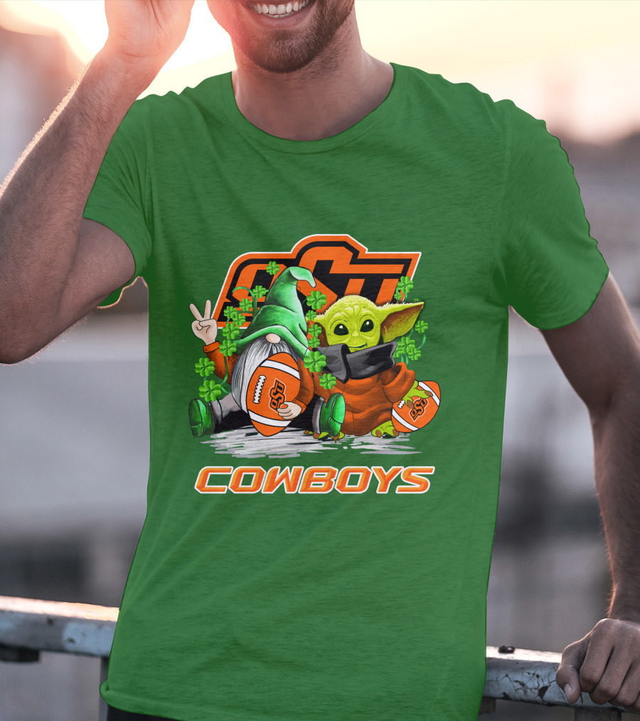 Oklahoma State Cowboys Football St. Patrick’s Day Yoda And Gnome T-Shirt