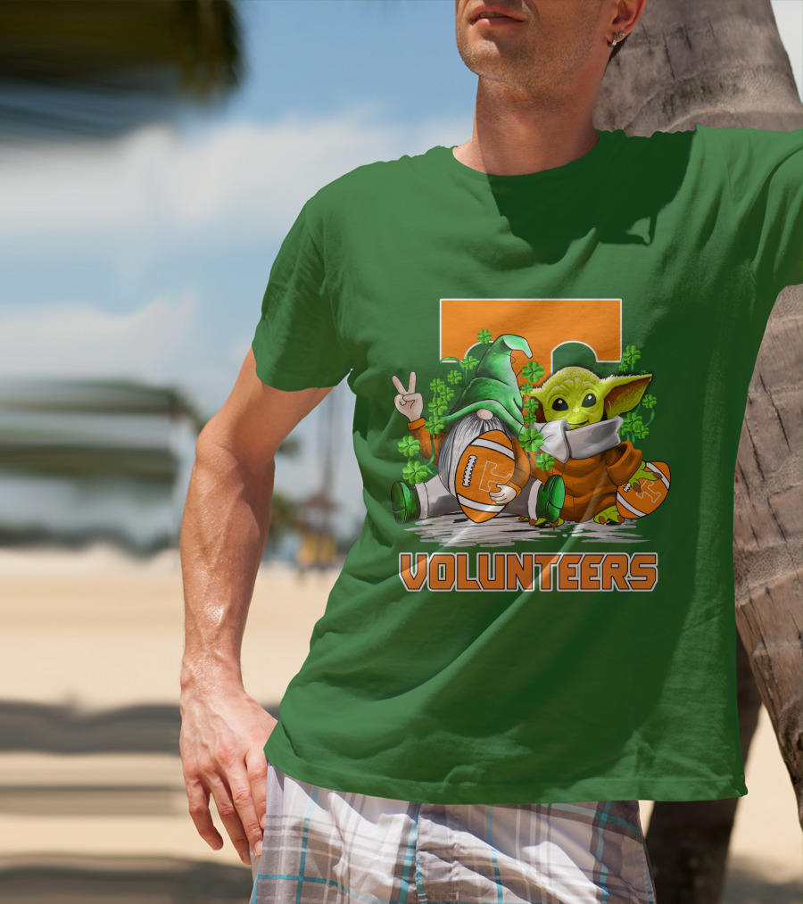 Tennessee Volunteers Football St. Patrick’s Day Gnome And Baby Alien T-Shirt