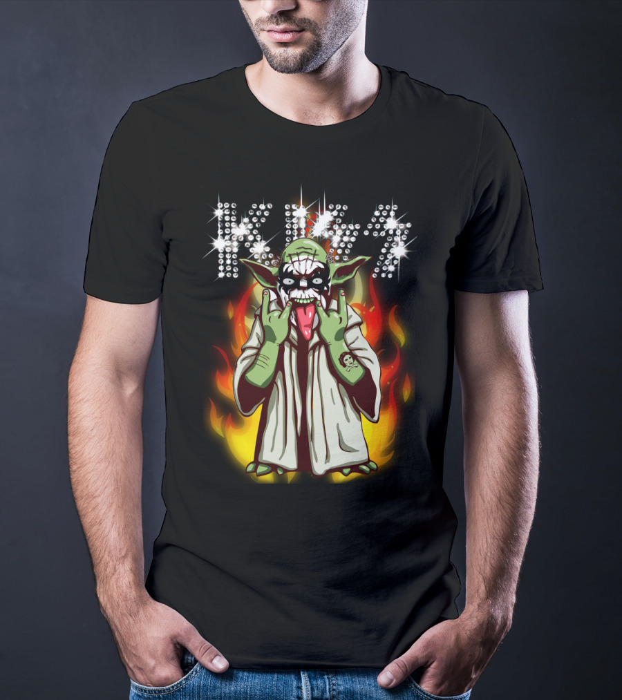 Yod1 Star Wars KISS Mashup With Flames T-Shirt