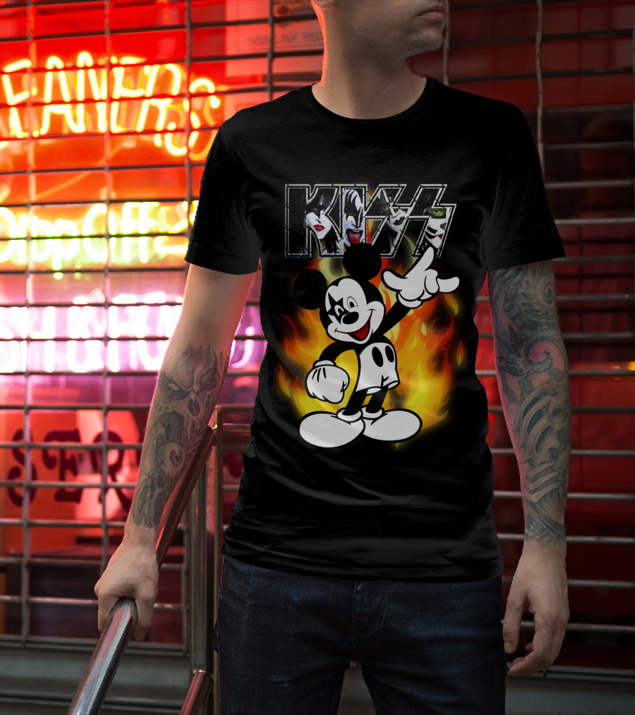 KISS Mickey Mouse Fire T-Shirt