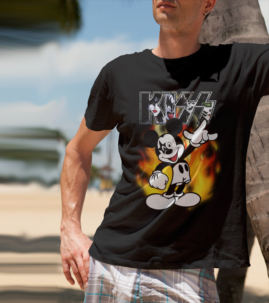 KISS Mickey Mouse Fire T-Shirt