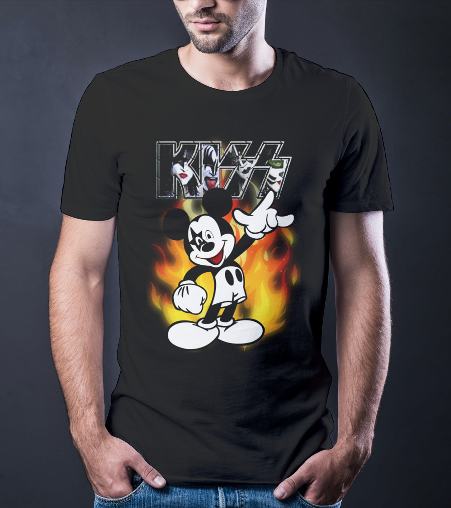 KISS Mickey Mouse Fire T-Shirt