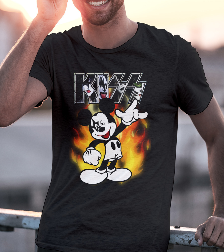 KISS Mickey Mouse Fire T-Shirt