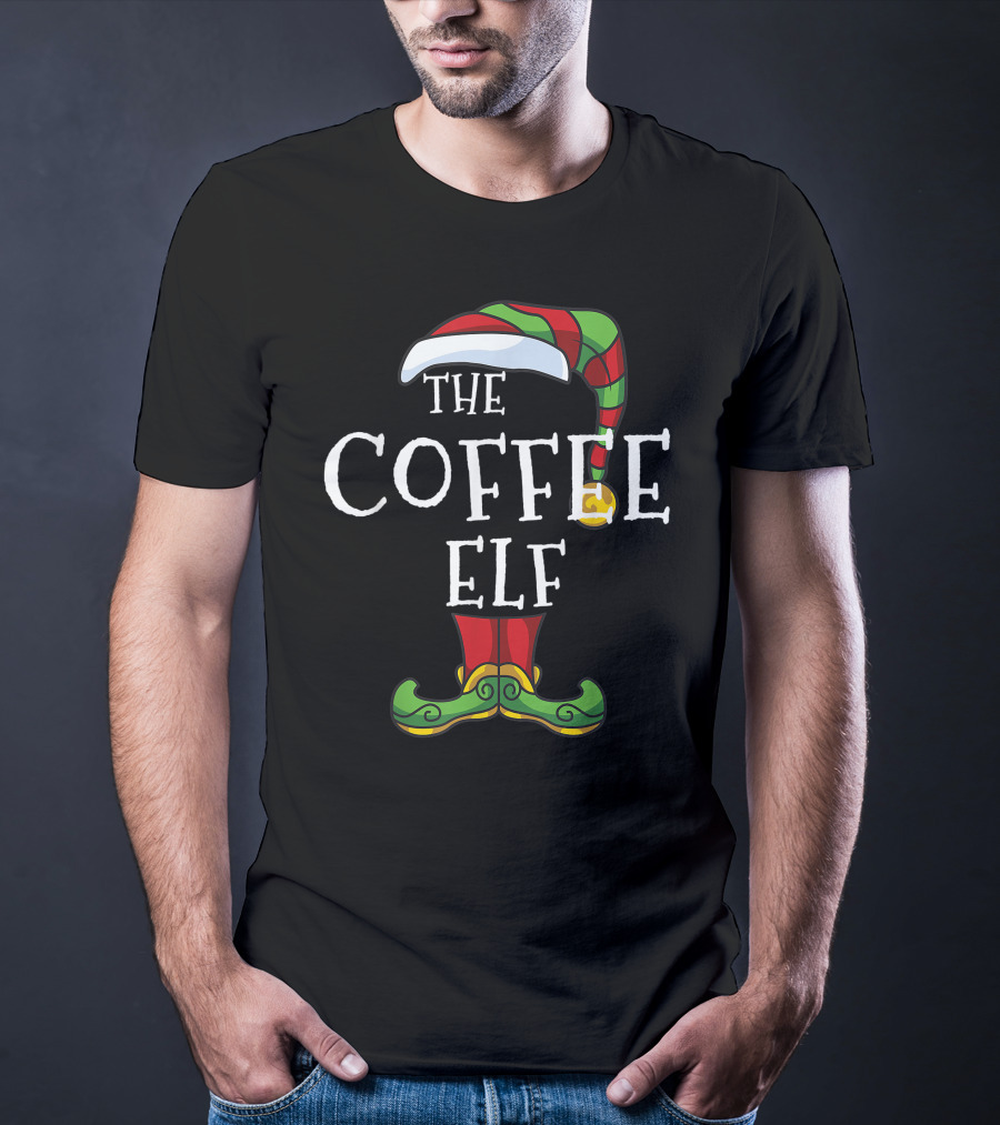 The Coffee Elf Christmas Holiday Family Pajama Party T-Shirt