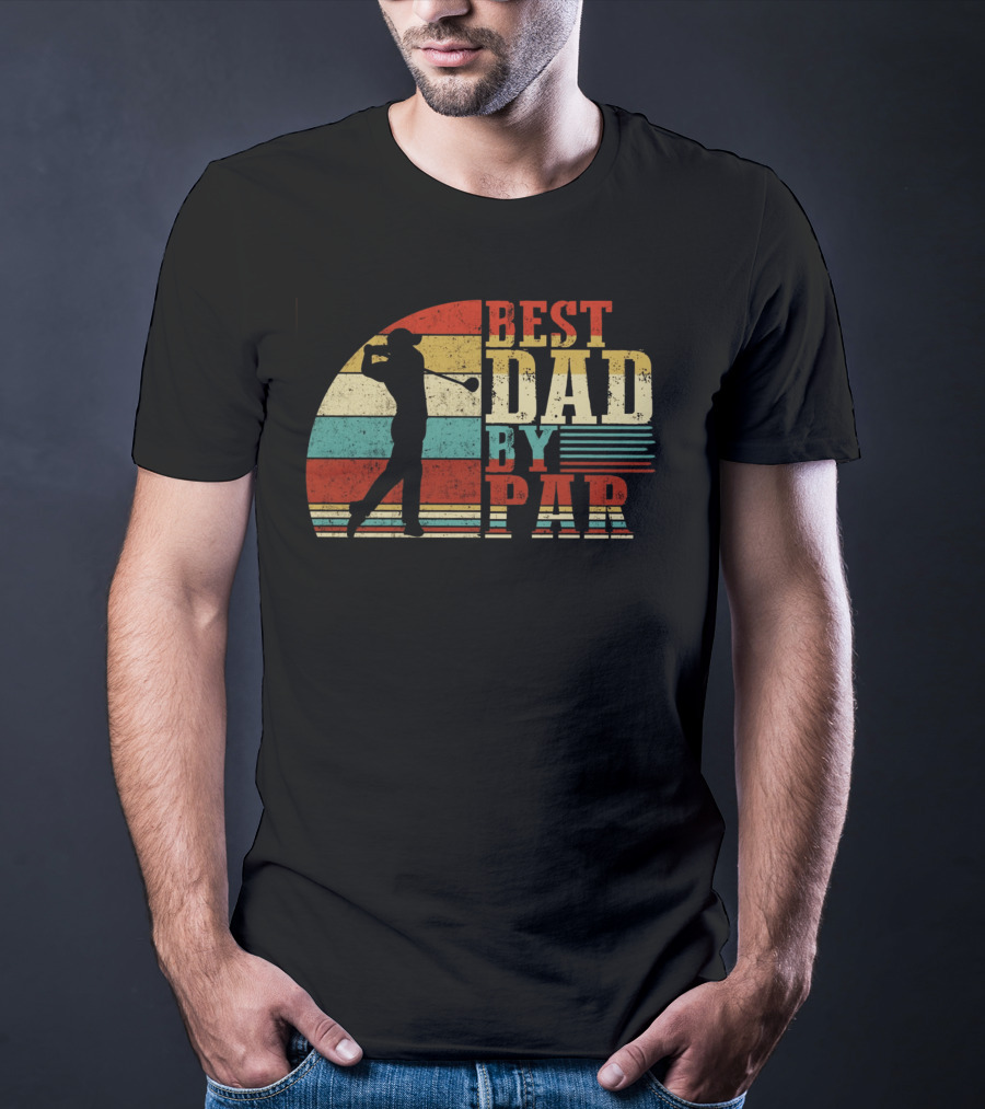BEST DAD BY PAR VINTAGE GOLFER STRIPES T-Shirt