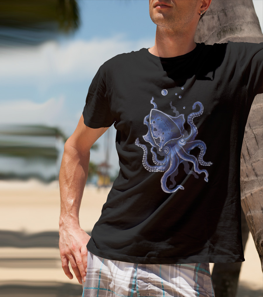 Octopus Ocean Blue Tentacles Deep Sea Mystery T-Shirt
