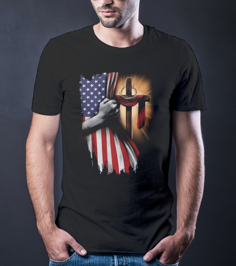 American Flag Cross Faith And Unity T-Shirt