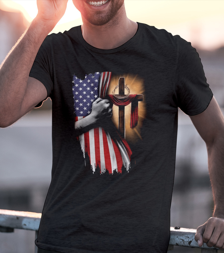 American Flag Cross Faith And Unity T-Shirt