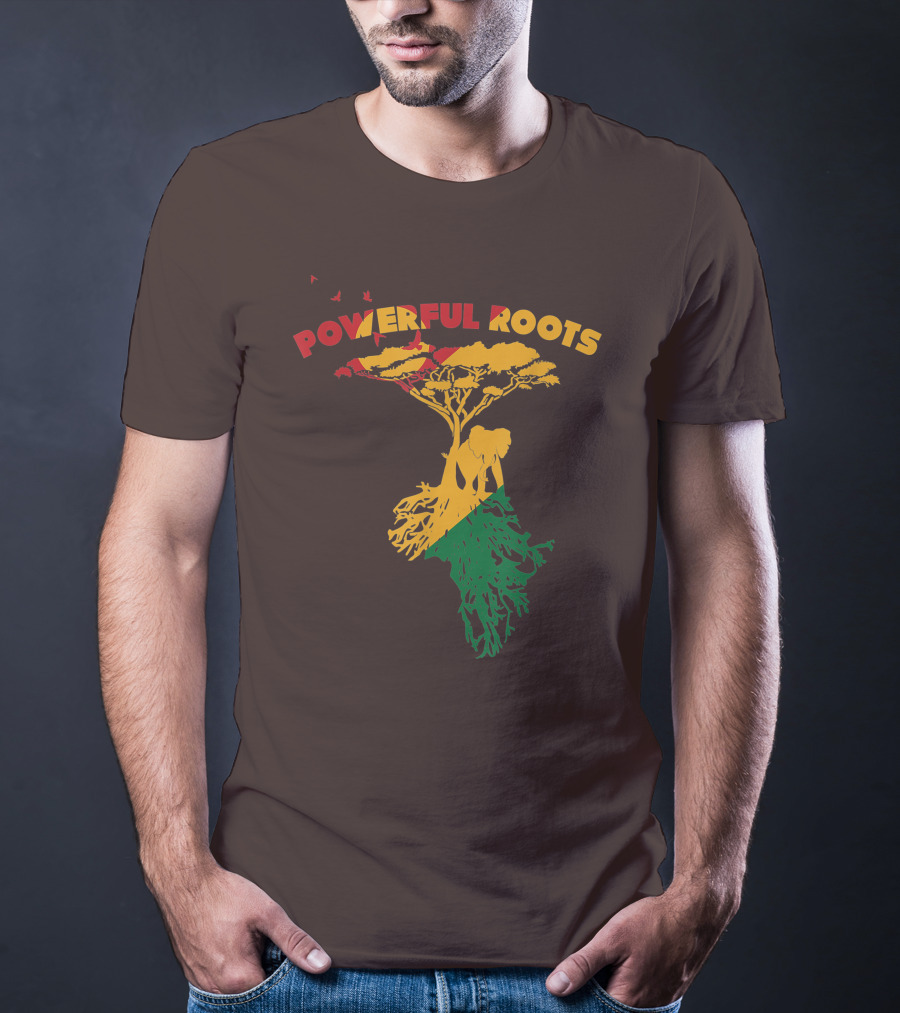 Powerful Roots Black History Month African American Elephant Tree Africa Vibes T-Shirt