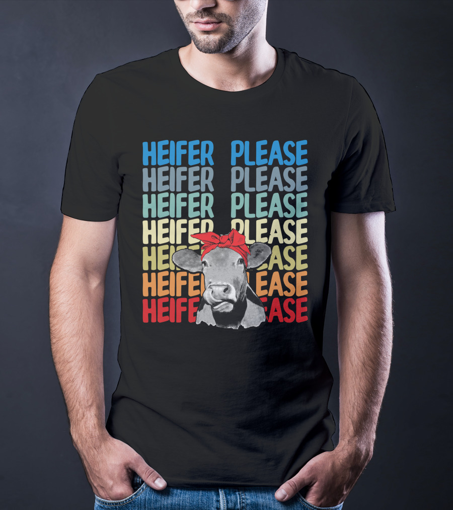 Heifer Please Heifer Please Heifer Please Heifer Please Cow With Red Bandana T-Shirt
