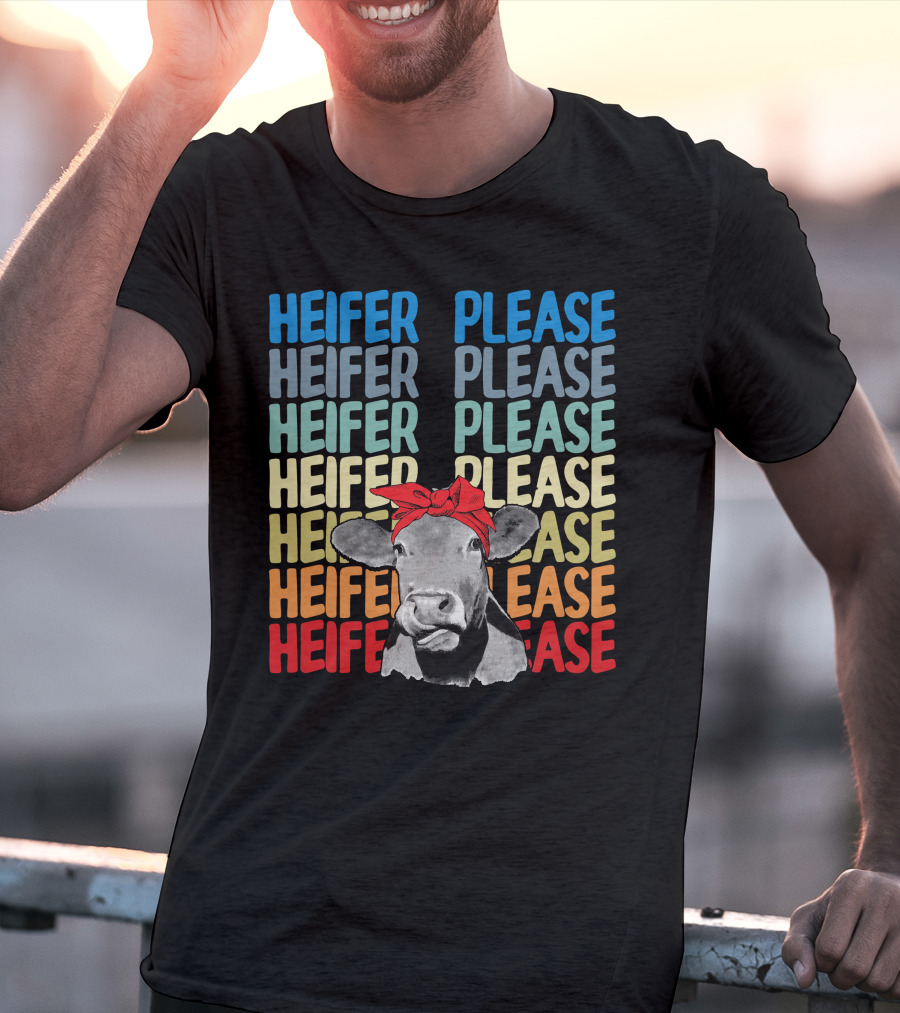Heifer Please Heifer Please Heifer Please Heifer Please Cow With Red Bandana T-Shirt