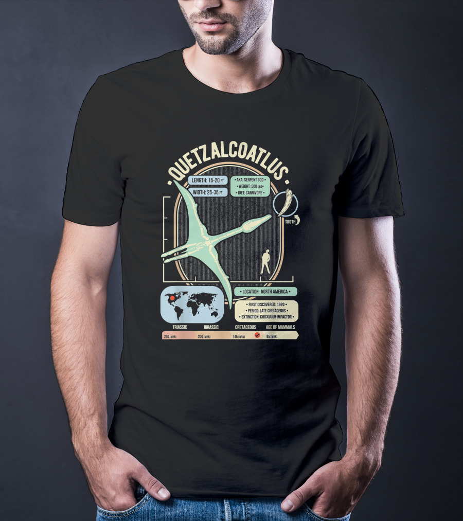 Quetzalcoatlus Dinosaur Facts Science Anatomy Serpent God Cretaceous Extinction North America History T-Shirt