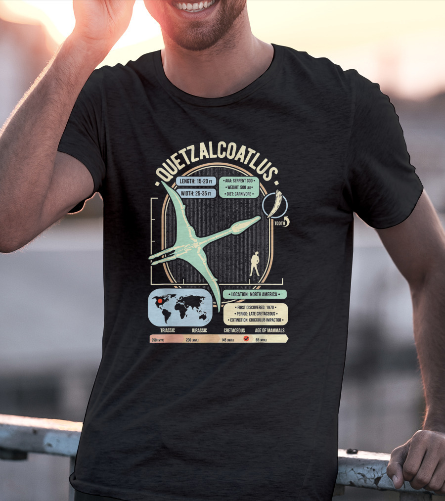 Quetzalcoatlus Dinosaur Facts Science Anatomy Serpent God Cretaceous Extinction North America History T-Shirt