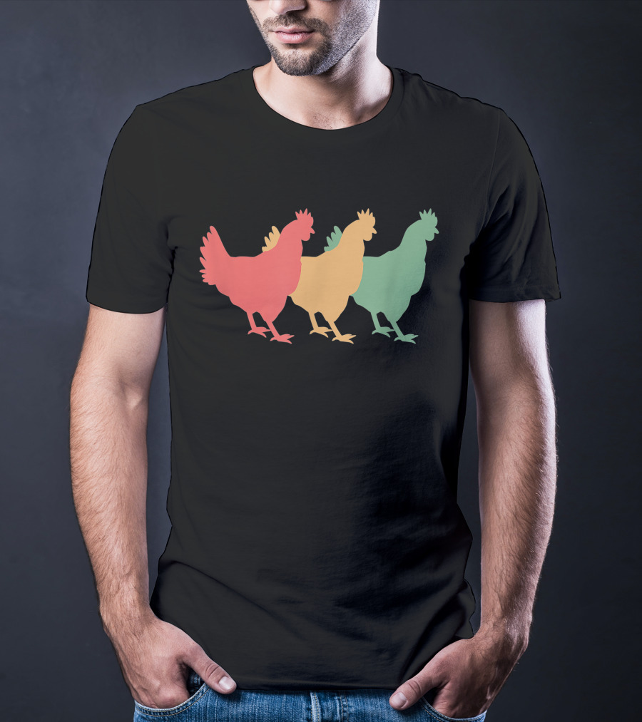 Funny Vintage Chicken Trio Retro T-Shirt