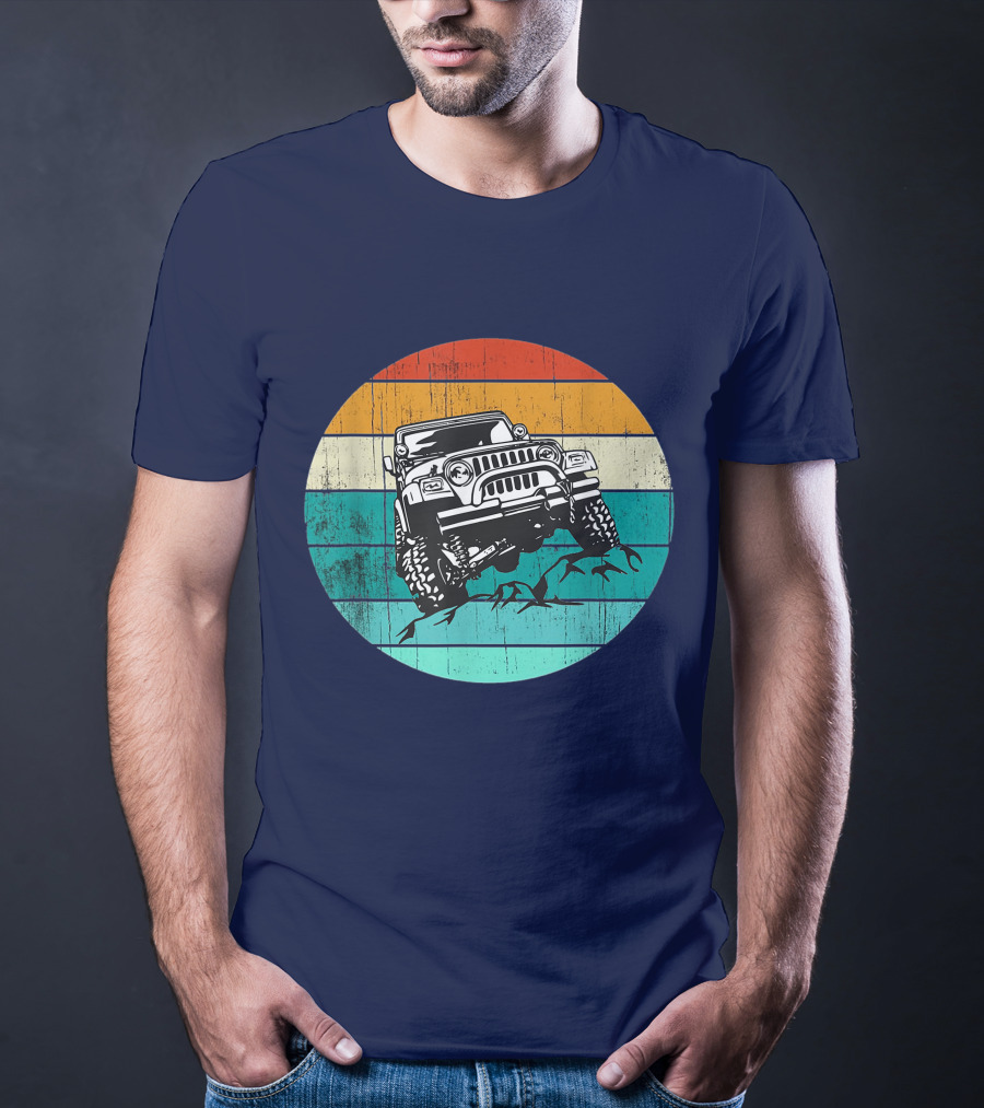 Off Road 4x4 Vehicle Retro Sunset Adventure Jeep Wrangler T-Shirt
