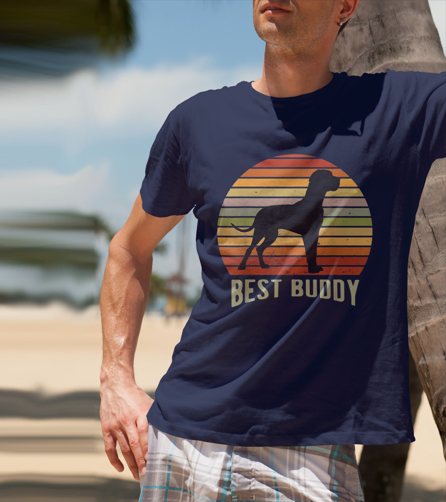 Best Buddy Vintage Dog Silhouette Retro Sunset T-Shirt