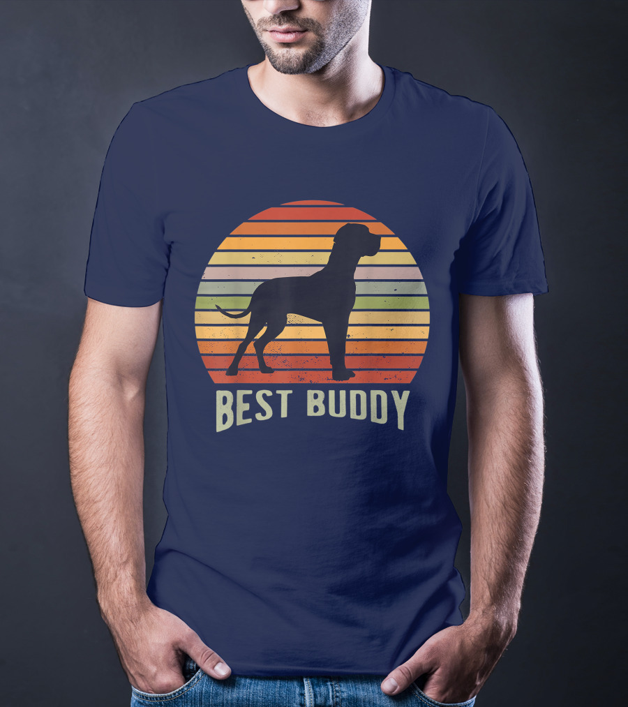 Best Buddy Vintage Dog Silhouette Retro Sunset T-Shirt