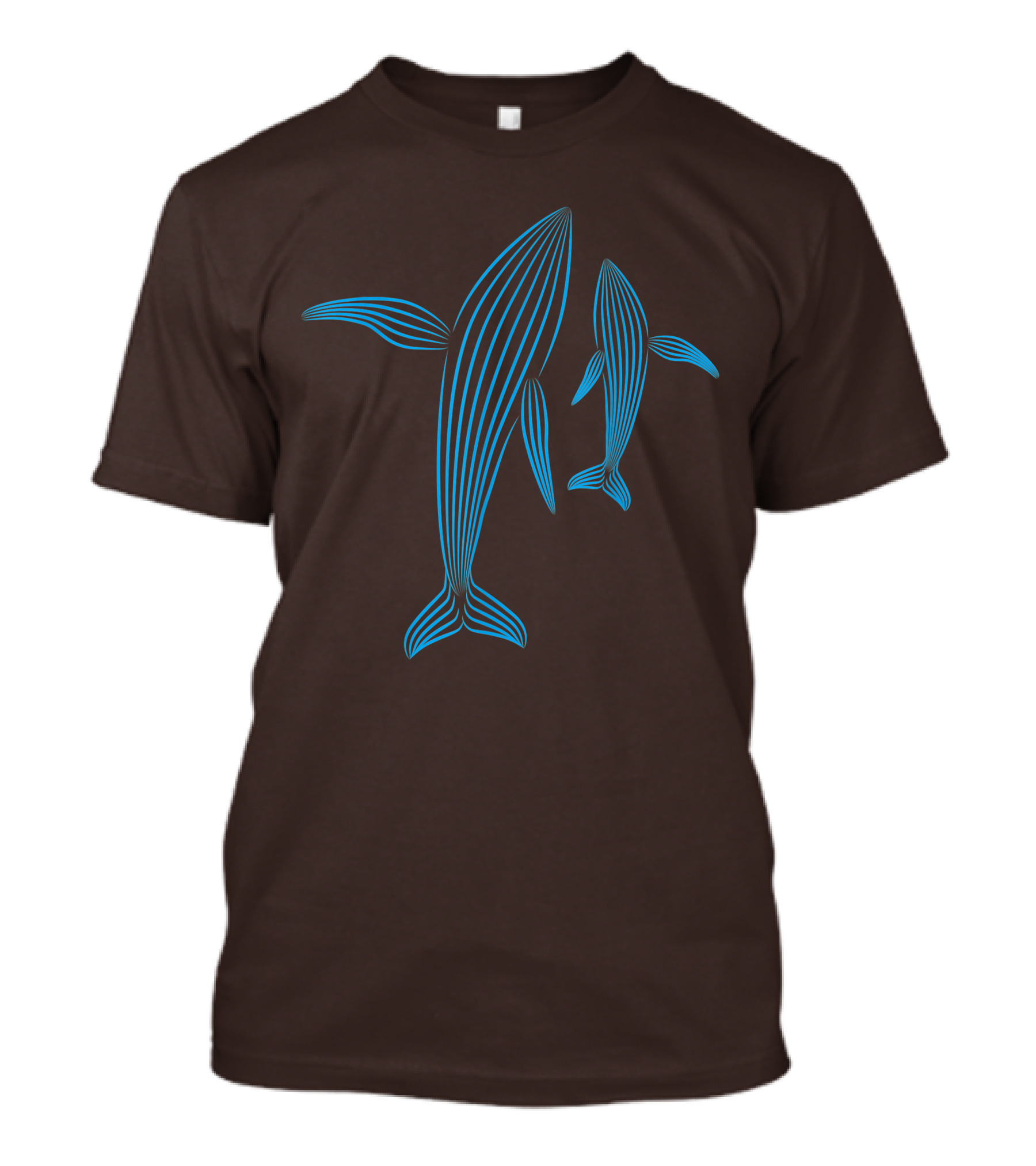 Save The Whales Blue Line Art Humpback Whale Pair Awareness T-Shirt