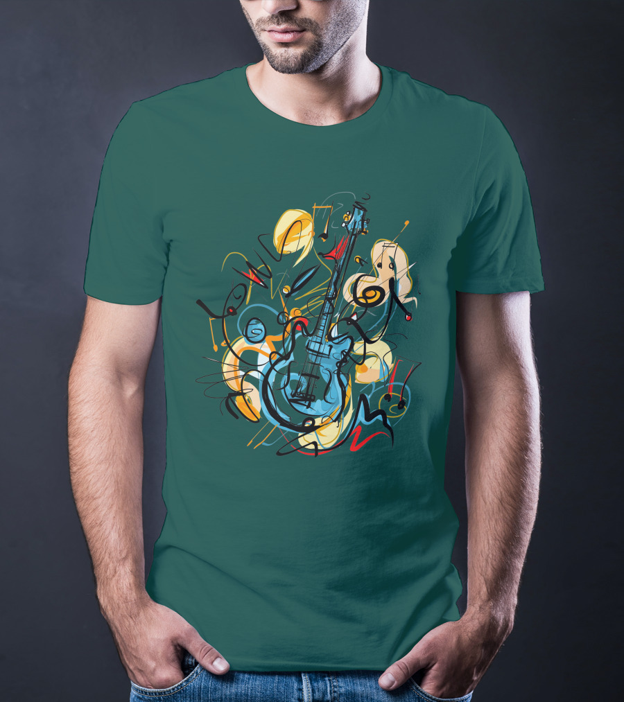 Guitar Music Love Vibrant Abstract Composition T-Shirt