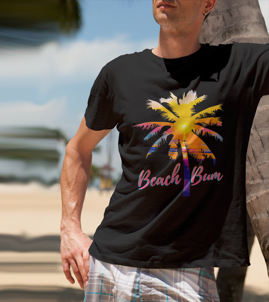 Beach Bum Tropical Sunrise Palm Tree Sunset Reflection T-Shirt