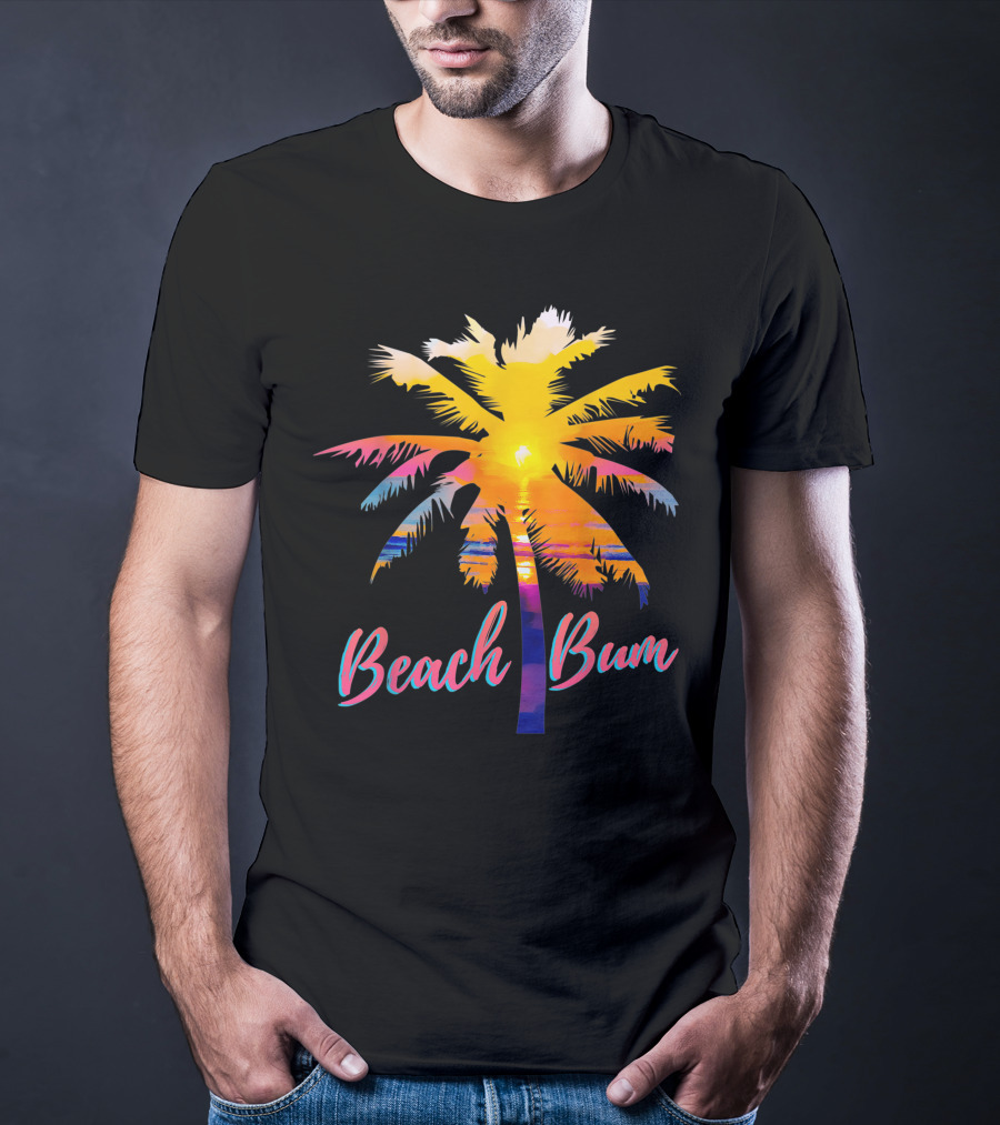 Beach Bum Tropical Sunrise Palm Tree Sunset Reflection T-Shirt