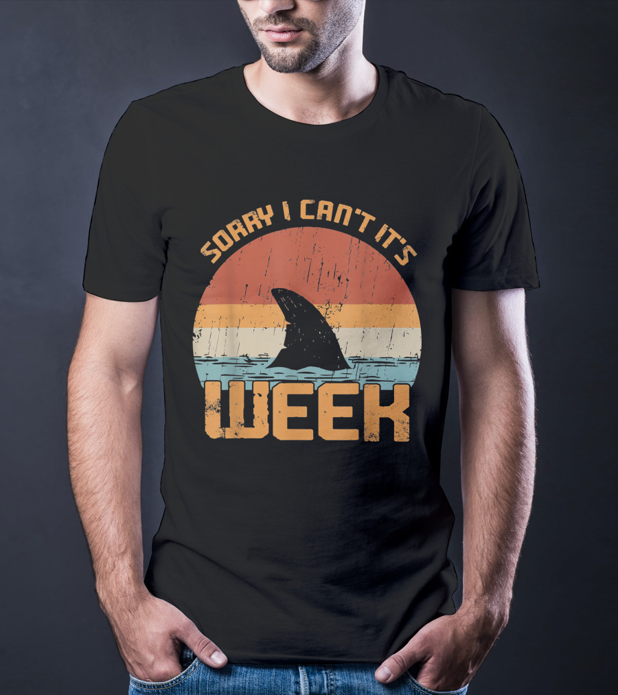 Vintage Sorry I Can't It's Week Funny Shark T-Shirt