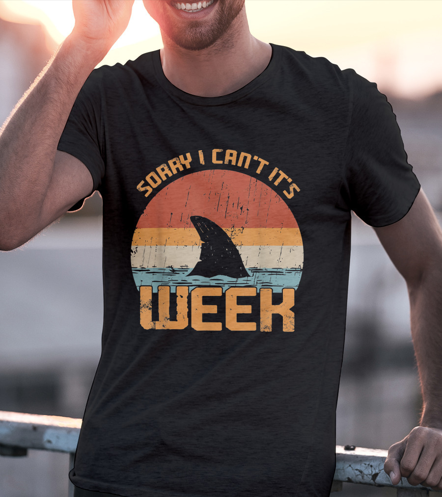 Vintage Sorry I Can't It's Week Funny Shark T-Shirt