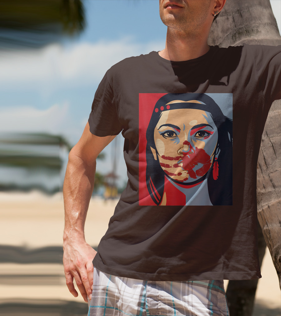 MMIW Awareness Stolen Sisters Indigenous Woman Red Handprint T-Shirt