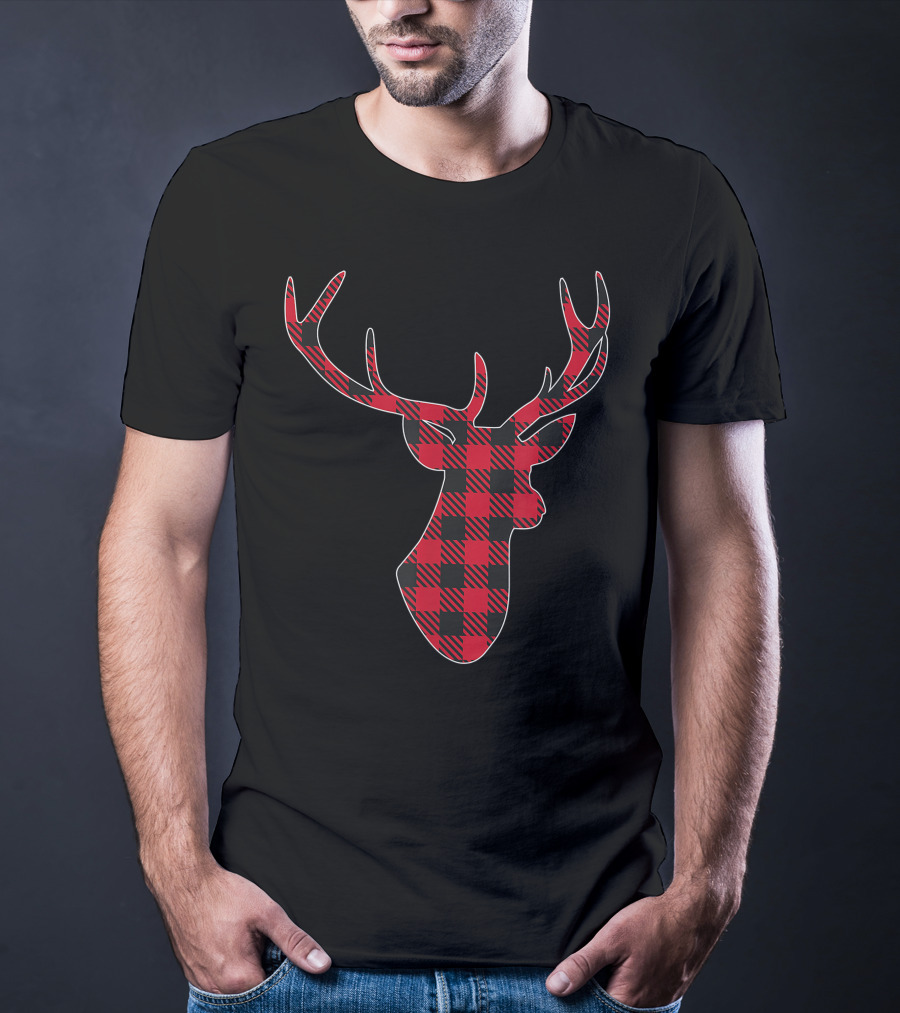 Christmas Buffalo Plaid Deer T-Shirt