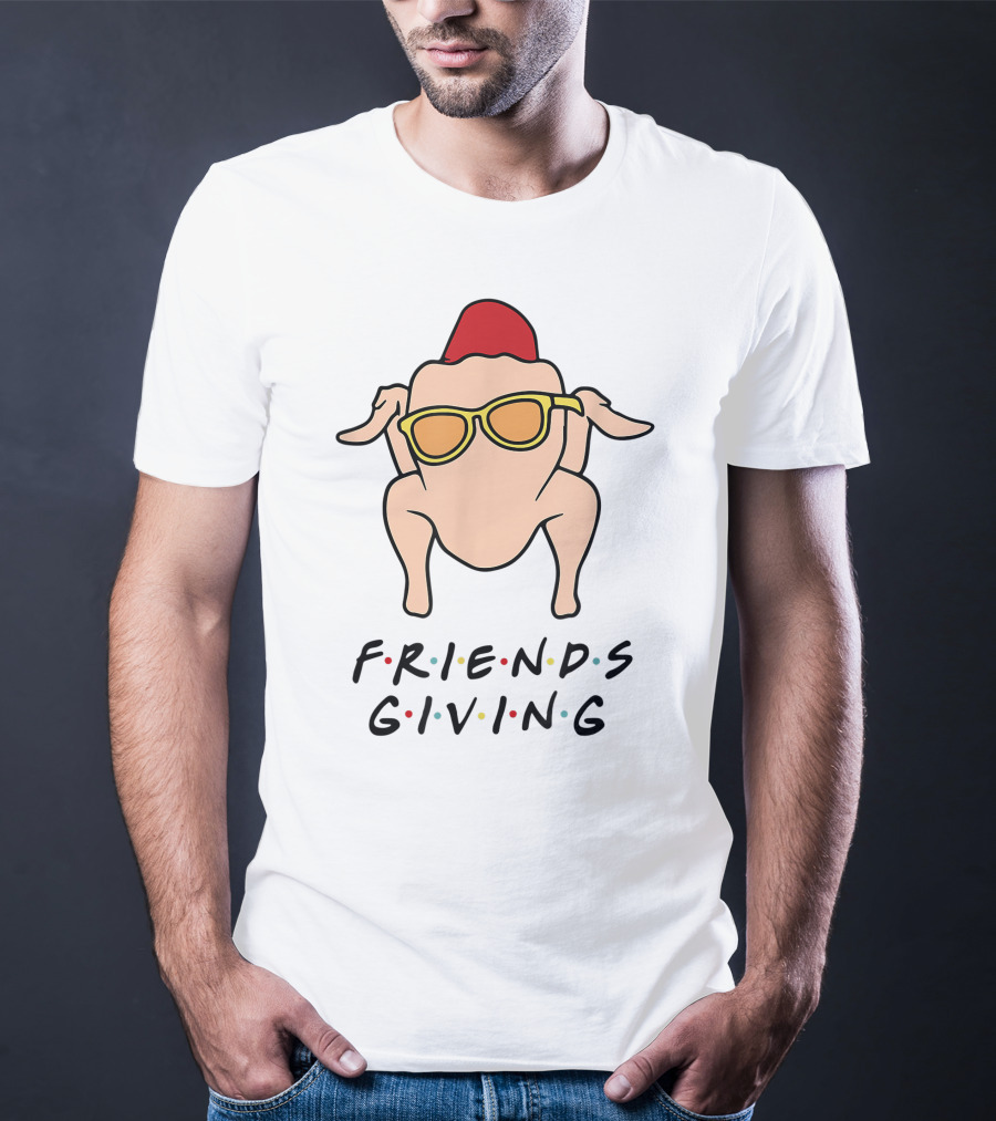 Friendsgiving Turkey With Sunglasses And Red Hat T-Shirt