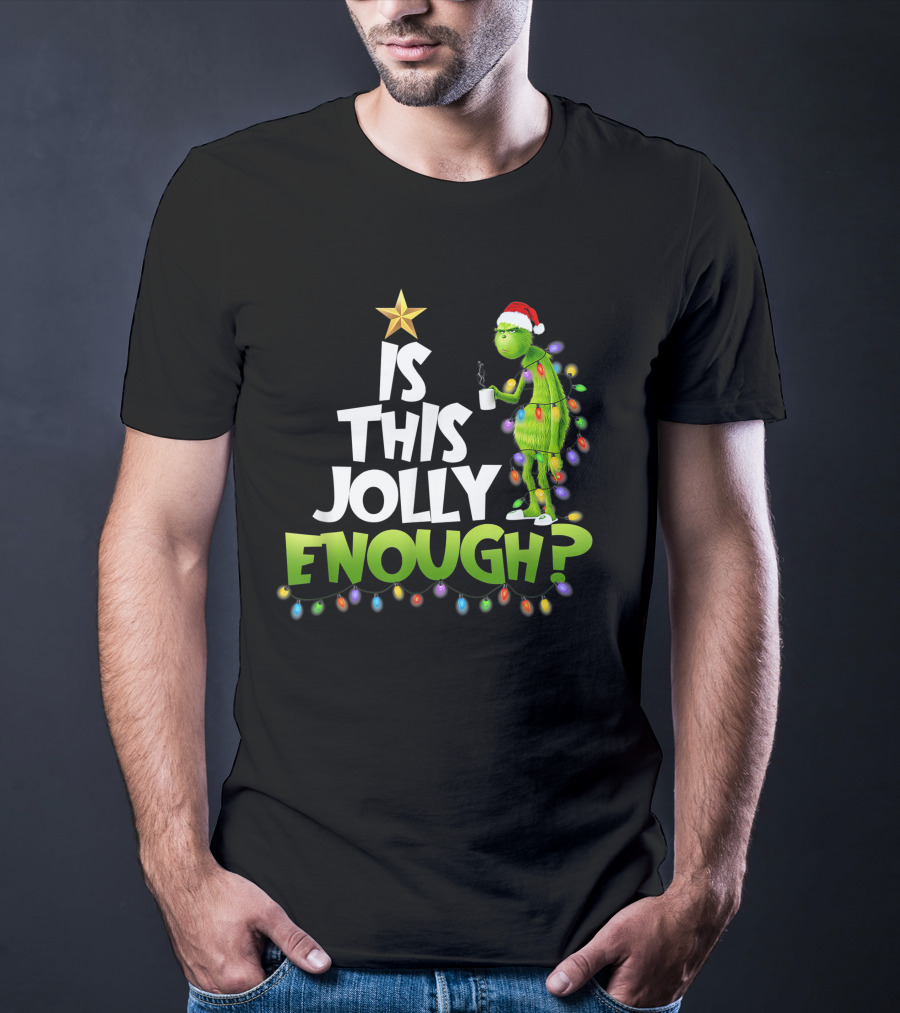 Grinch In Christmas Lights Is This Jolly Enough Holiday T-Shirt