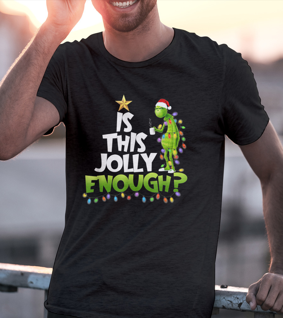 Grinch In Christmas Lights Is This Jolly Enough Holiday T-Shirt