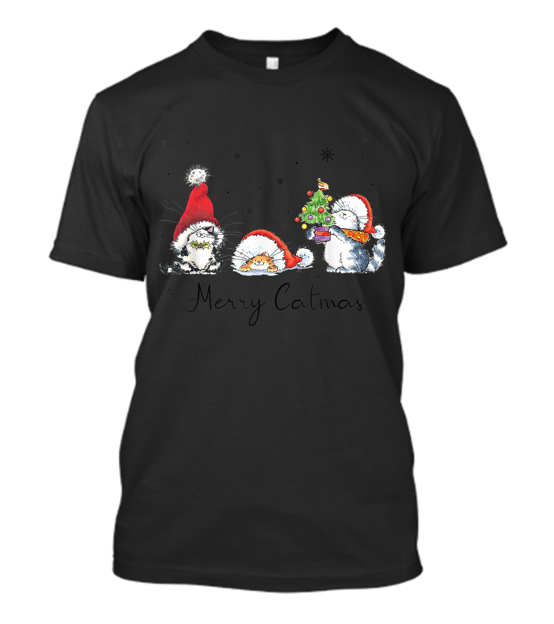Cats In Santa Hats With Merry Catmas For Cat Lovers T-Shirt