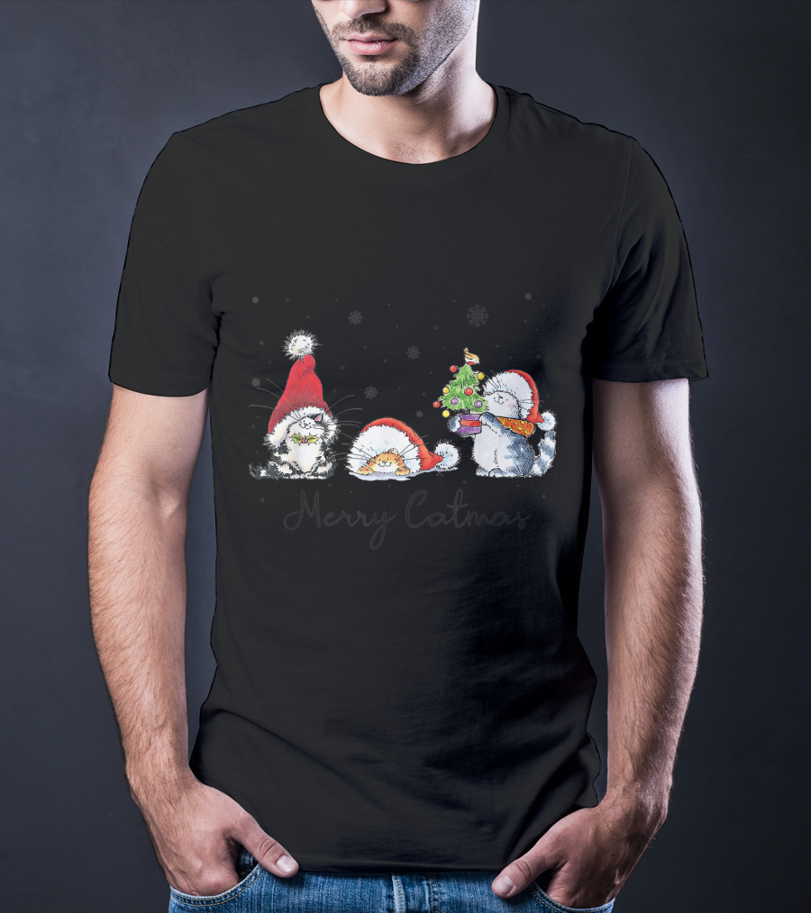 Cats In Santa Hats With Merry Catmas For Cat Lovers T-Shirt