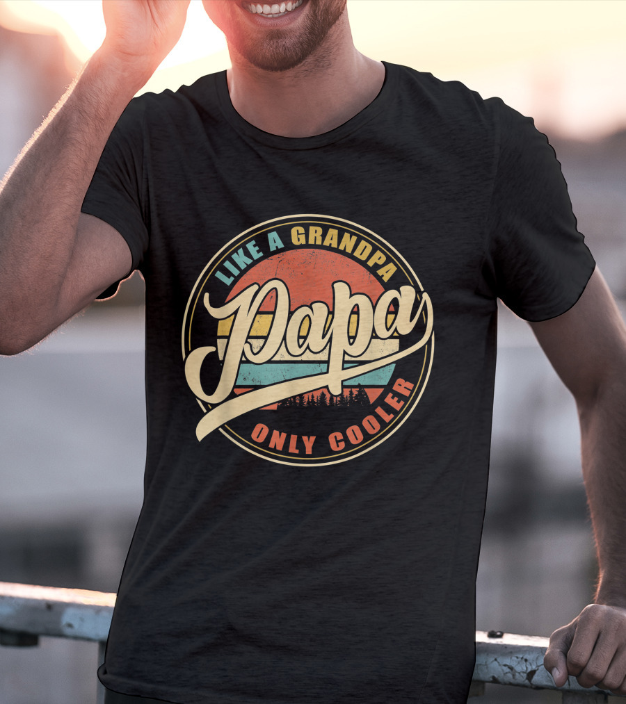 Papa Like A Grandpa Only Cooler Mens Vintage Retro T-Shirt