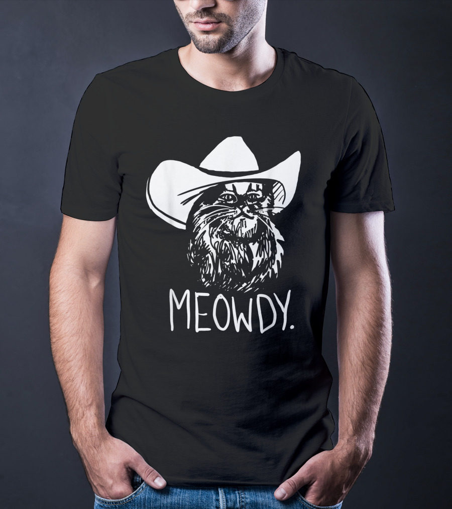 Meowdy Cat In Cowboy Hat Texas Meme T-Shirt
