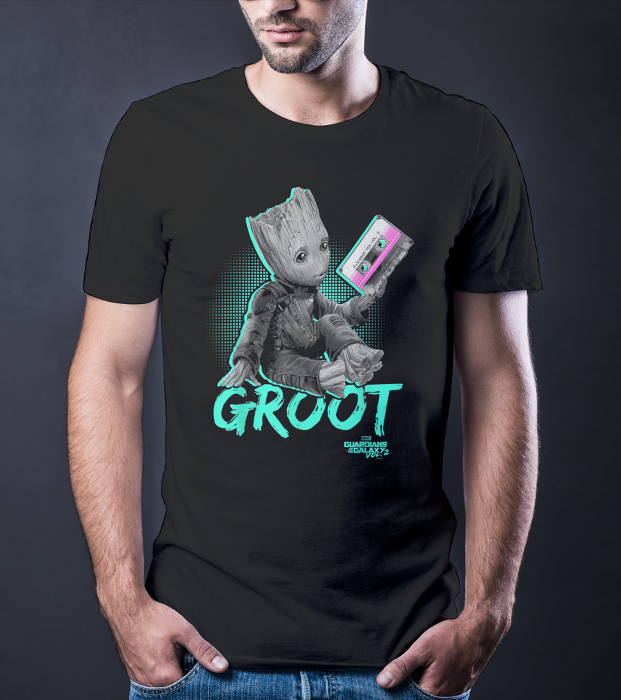 Groot Guardians Of The Galaxy Vol. 2 Baby Neon Tape T-Shirt