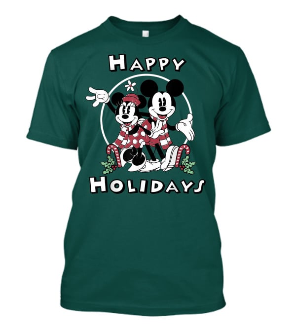 Disney Mickey And Minnie Mouse Happy Holidays Christmas Cheer T-Shirt