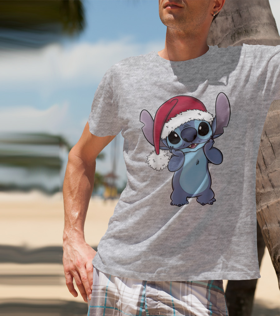 Lilo And Stitch Disney Christmas Santa Hat Stitch T-Shirt