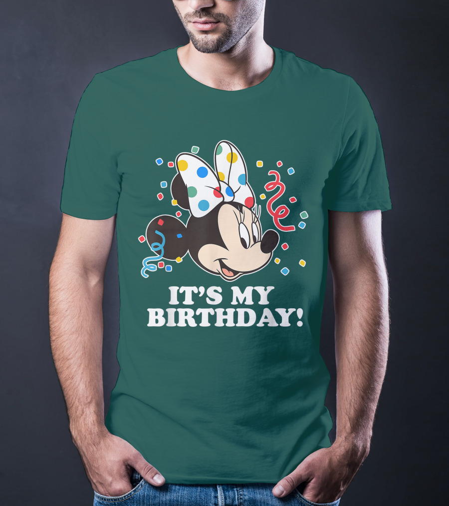 Disney Minnie Mouse It's My Birthday Celebration Confetti Bow Fun T-Shirt