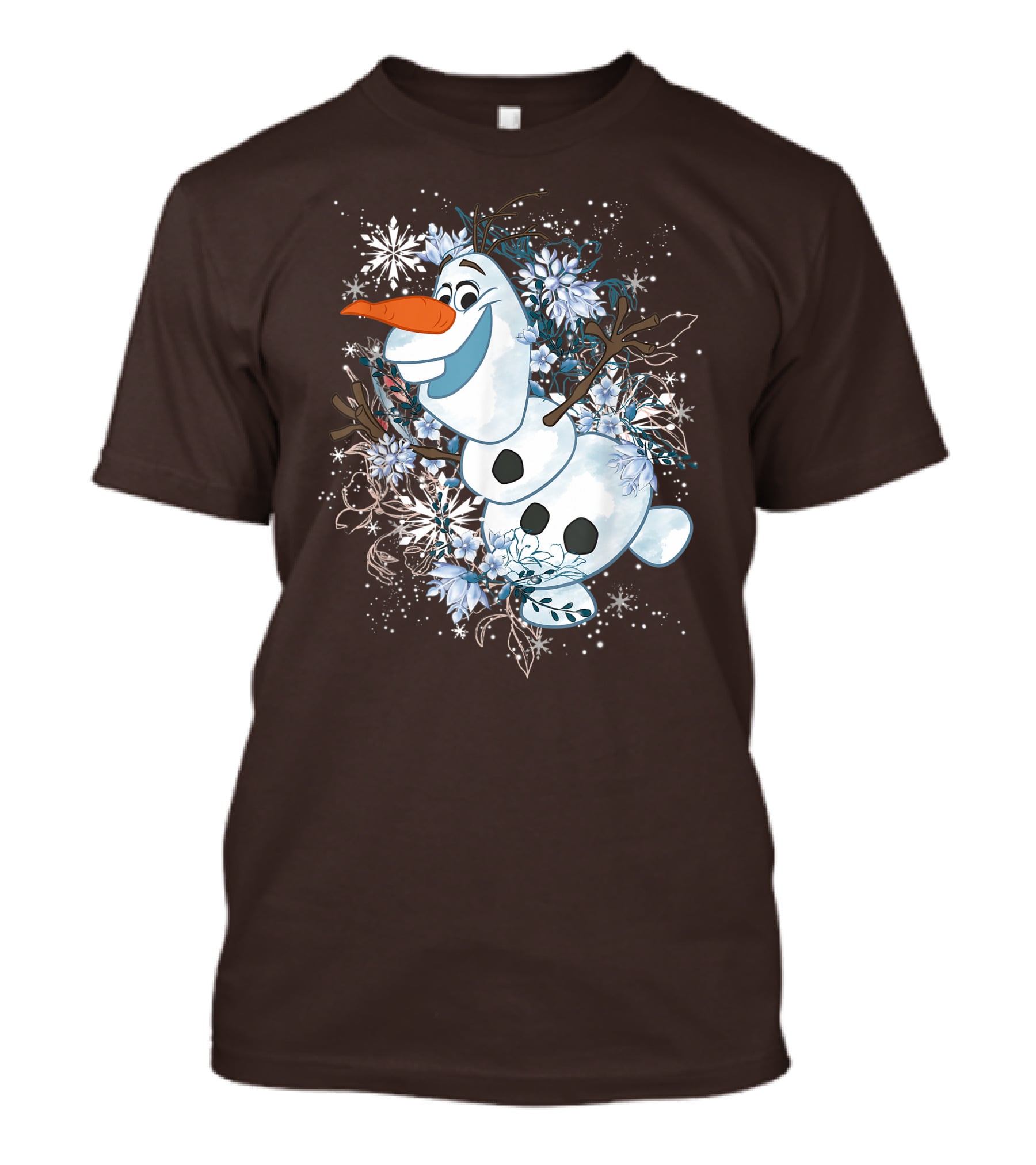 Olaf Dancing Surrounded By Snowflakes And Flowers From Disney Frozen T-Shirt