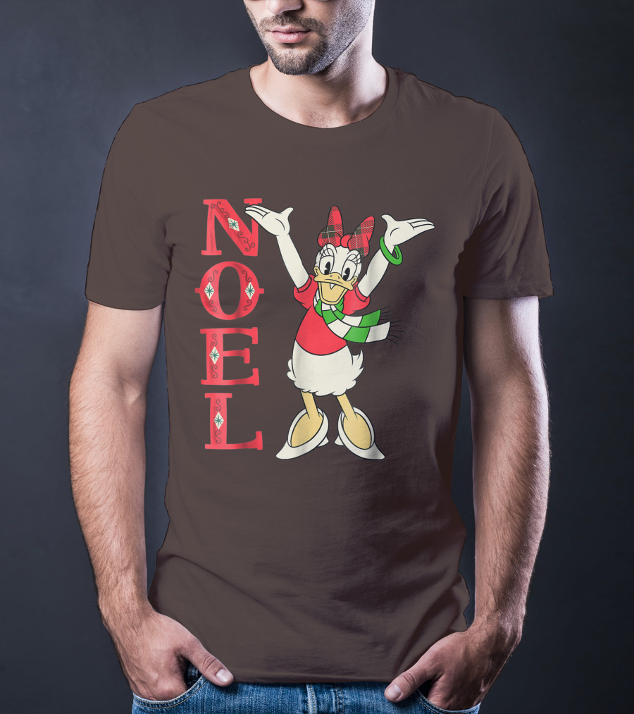 Disney Noel Holiday Vintage Daisy Duck Bow Scarf T-Shirt