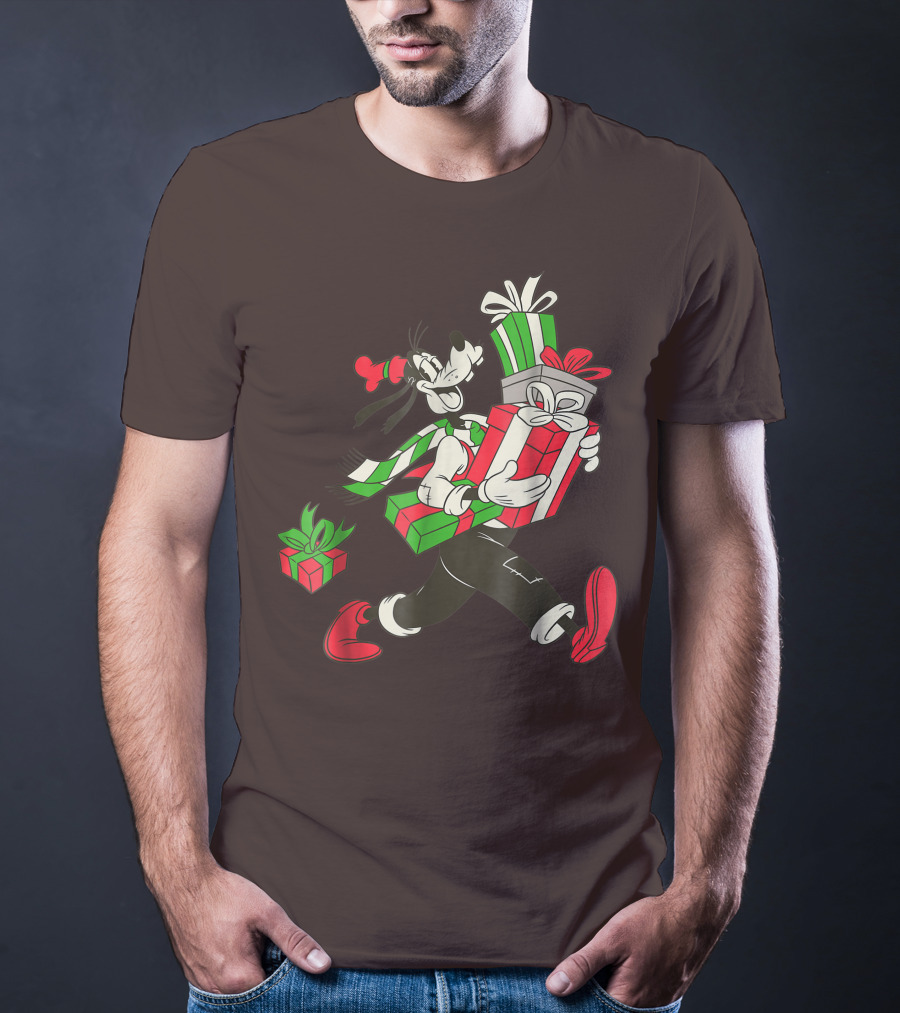 Disney Vintage Goofy Holiday Presents Carrying Christmas Gifts T-Shirt