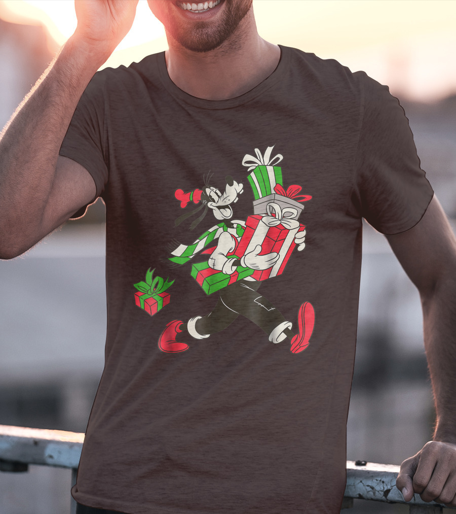 Disney Vintage Goofy Holiday Presents Carrying Christmas Gifts T-Shirt