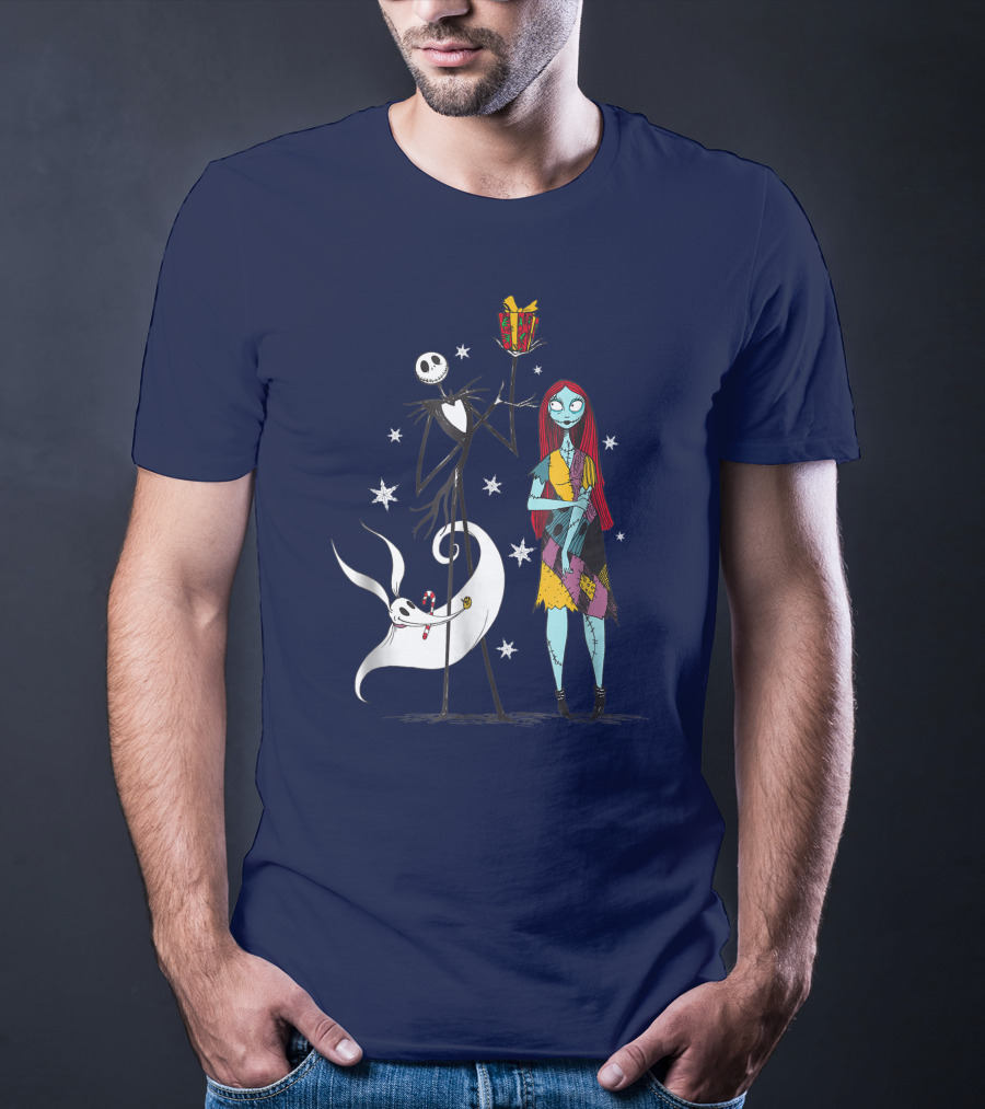 Disney The Nightmare Before Christmas Jack Skellington And Sally With Zero T-Shirt