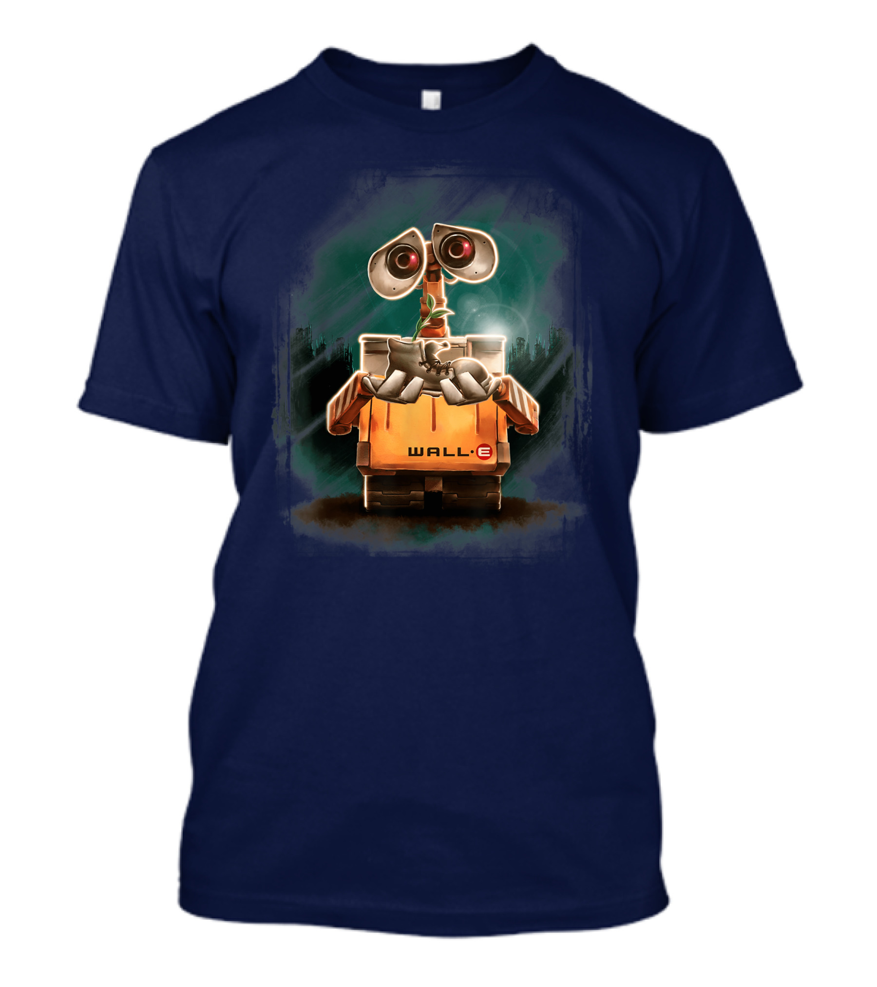 Wall E Holding Plant In Shoe On Starry Night Background Disney Pixar T-Shirt
