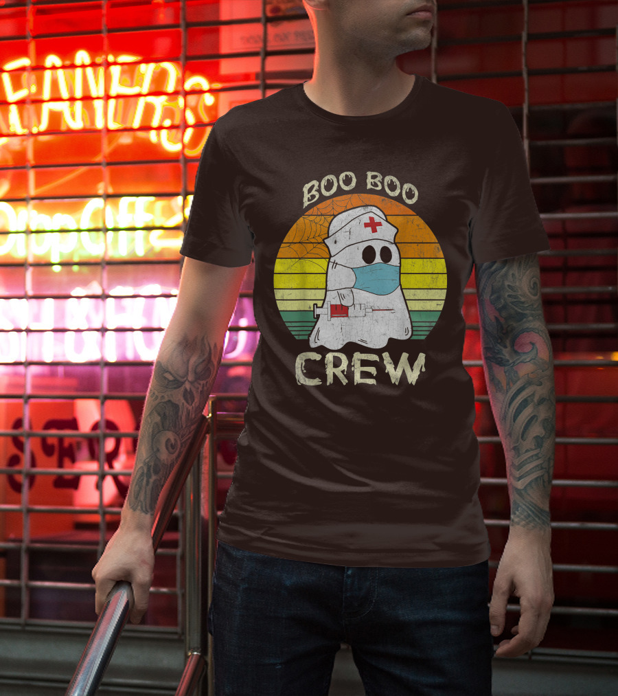 Boo Boo Crew Ghost Nurse With Mask And Syringe T-Shirt