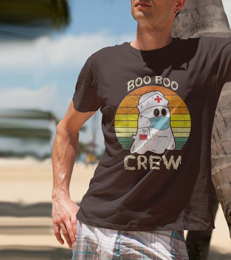 Boo Boo Crew Ghost Nurse With Mask And Syringe T-Shirt