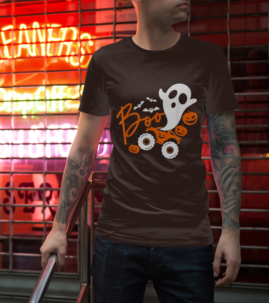 Boo Ghost Monster Truck Halloween Pumpkin Bats T-Shirt